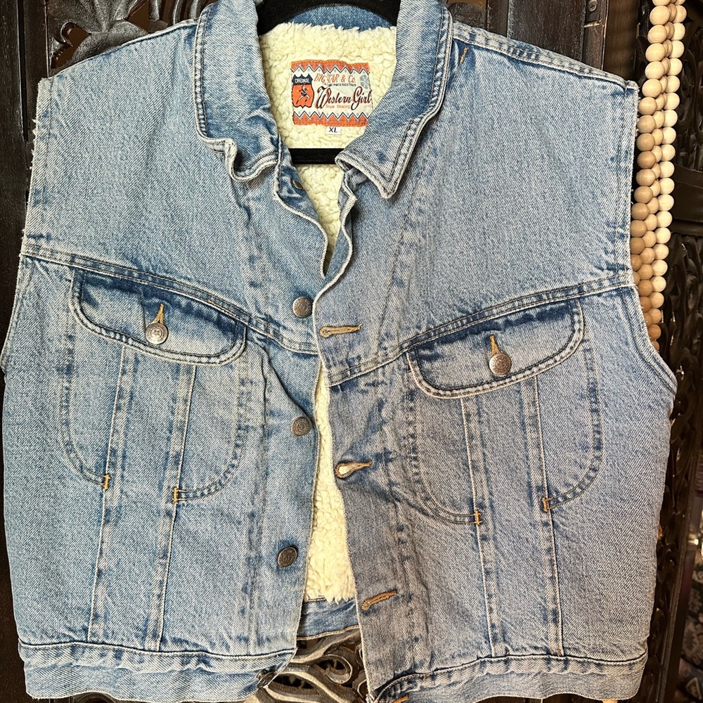 Denim Vest with Sherpa Lining